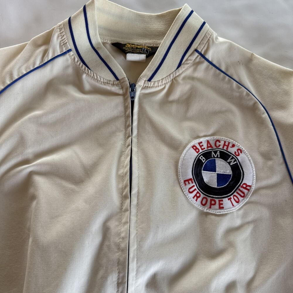 Vintage BMW beach’s Europe tour jacket Men Sz L Zip Swingster USA Cars Club